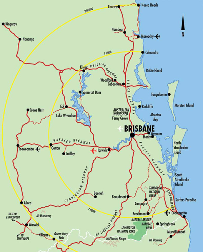 Brisbane and South East Queensland Map