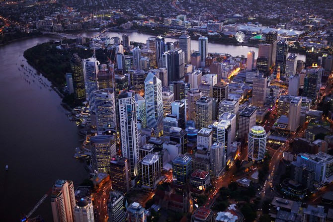 Brisbane CBD aerial view